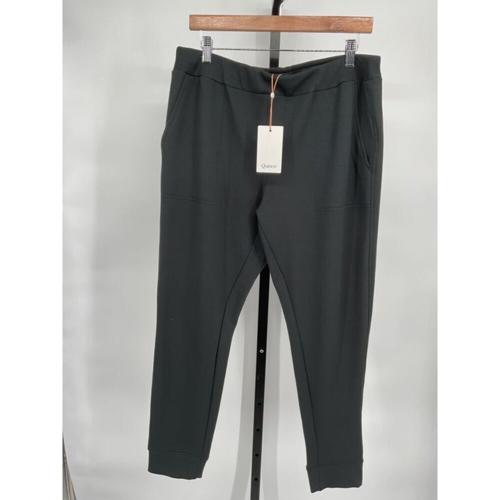 Quince Women's SuperSoft Fleece Maternity Over Belly Joggers Black Pants M NWT